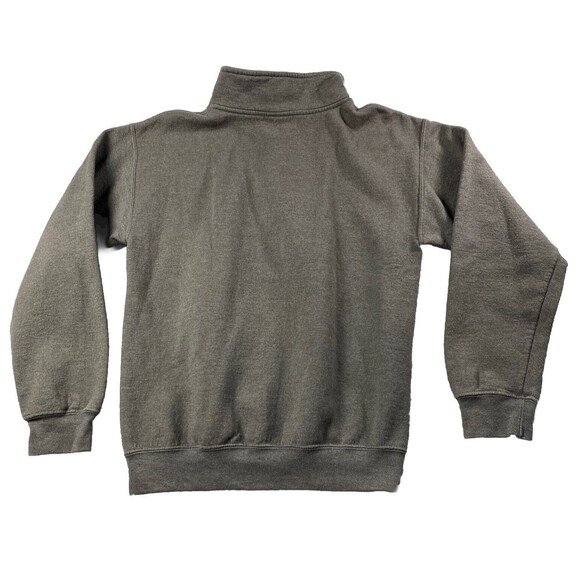 Gildan Mens Sweatshirt 1/4 Zip Size S Gray With Embroidery Logo - Picture 2 of 4